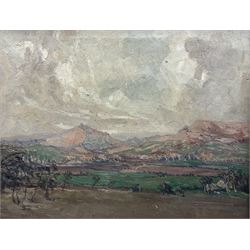 Amy E Antill (British Early 20th Century): View towards a Valley, oil on canvas indistinct...