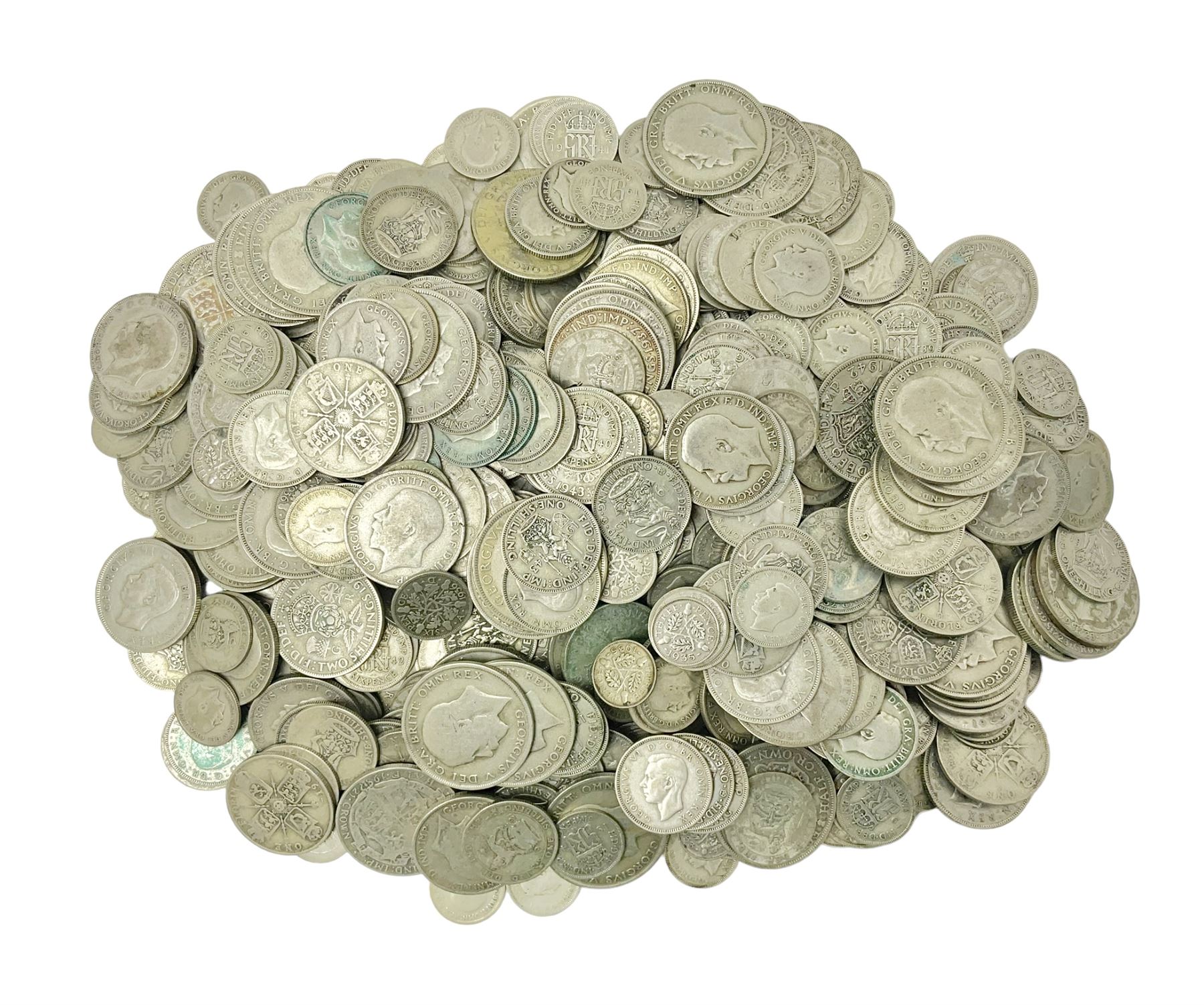 Approximately 2719 grams of Great British pre 1947 silver coins