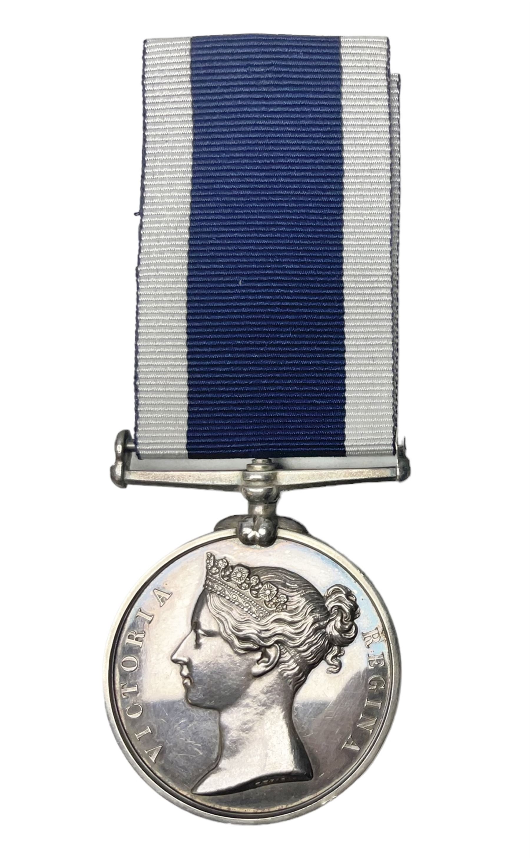 Victoria Naval Long Service and Good Conduct Medal with narrow suspender, awarded to Chas. Norris, Ch. Boatn. H.M. Coast Guard.; with ribbon