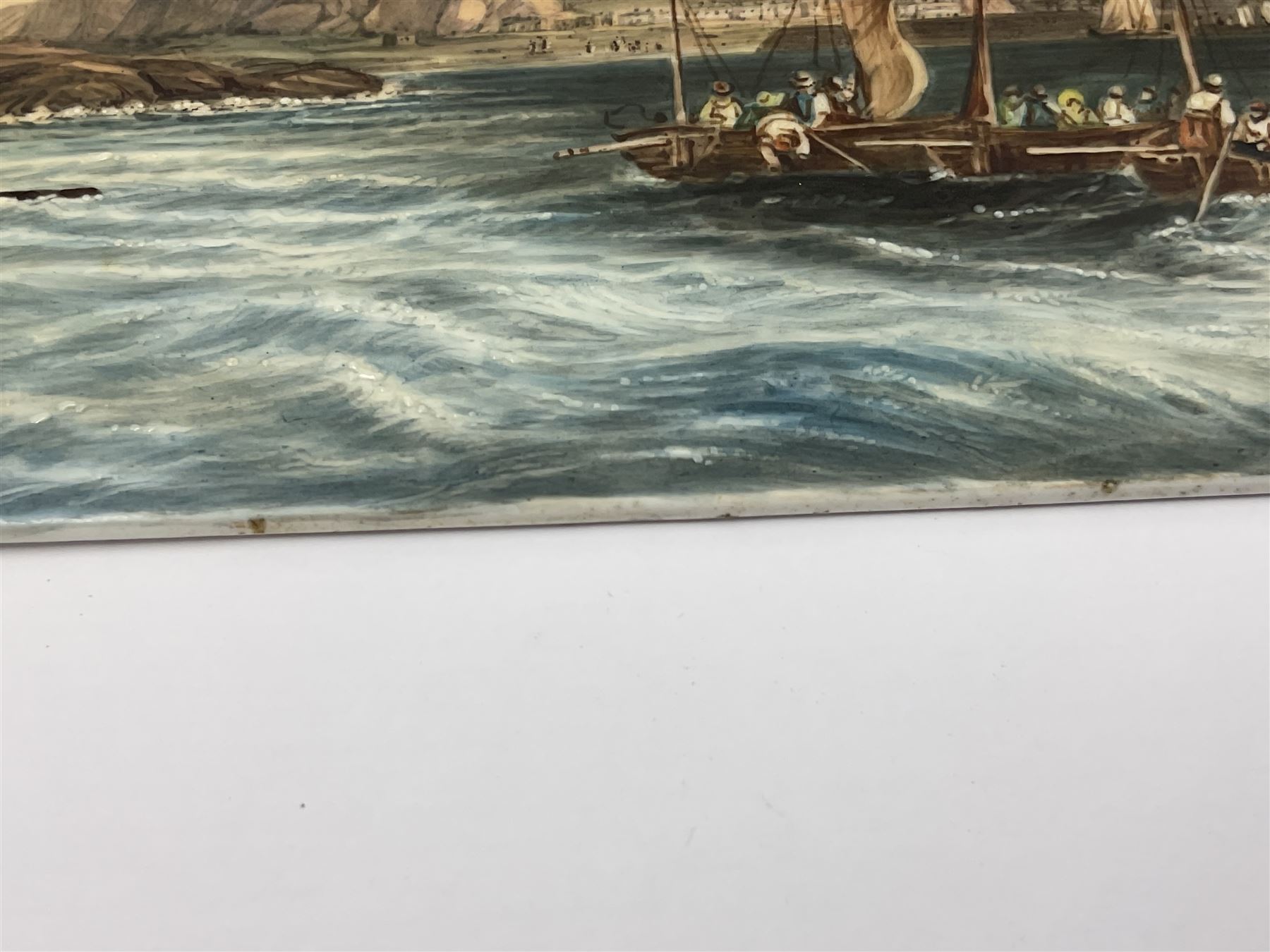 Richard Abbott: St Michael’s Mount, painted oil on porcelain plaque, with 'St Michaels Mount painted by R. Abbott', inscribed on reverse, H15cm, W19cm