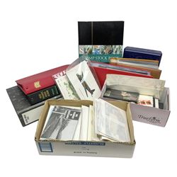Stamps including Royal Mail PHQ cards, air mail covers, first day covers, Queen Elizabeth II pre decimal stamps etc, in various albums and loose, in one box
