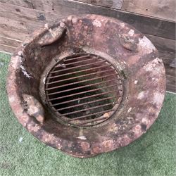 Terracotta garden burner decorated with grape vines - THIS LOT IS TO BE COLLECTED BY APPOINTMENT FROM DUGGLEBY STORAGE, GREAT HILL, EASTFIELD, SCARBOROUGH, YO11 3TX