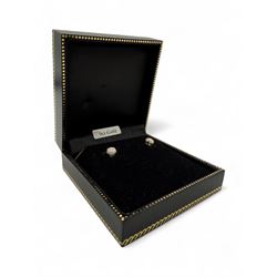 Pair of 9ct gold opal stud earrings, boxed