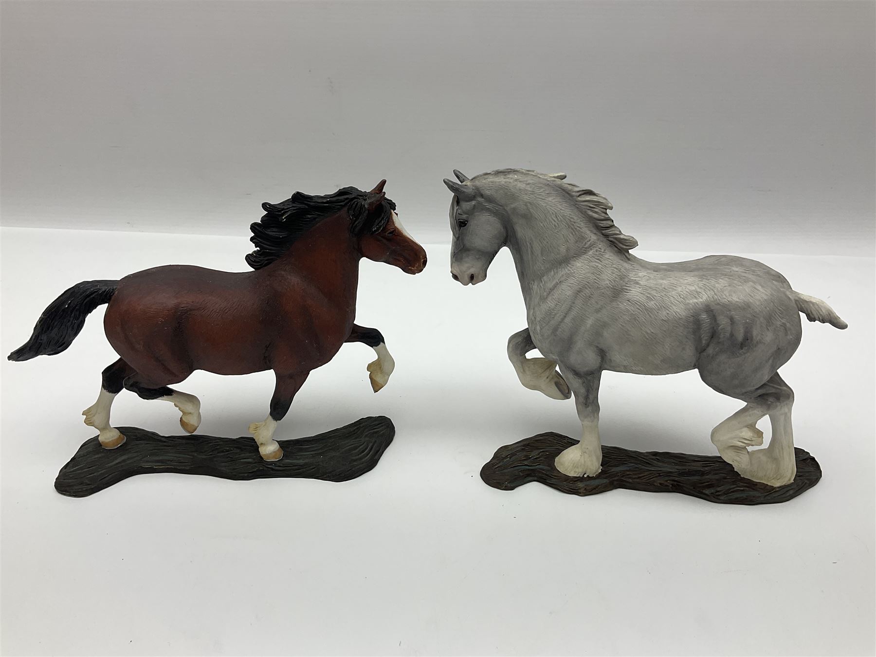 Four Border Fine Arts Action Horses, comprising Shire/Heavy Horse, Welsh Cob, Vanna, grey Shire, together with At the Fete and other Border Fine Arts and similar figures  