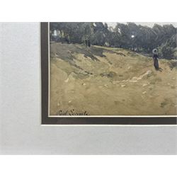 Paul Lecomte (French 1842-1920): Boating on the River, watercolour signed 27cm x 38cm