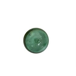 Victorian green glass dump paper weight with flower inclusion, H11cm 