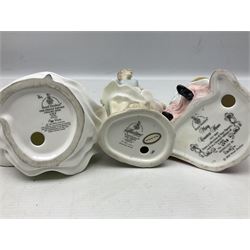 Six Royal Doulton figures, to include Mary Countess Howe no.HN3007, Sweet Sixteen no. HN3648, The Peggy Davies Collection Lily no.HN3902, four with original boxes 