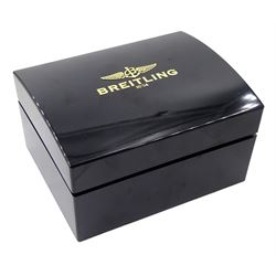 Breitling Superocean gentleman's automatic chronograph wristwatch, Ref. A133340, silvered dial with blue subsidiary seconds dials, on original stainless steel bracelet, with fold-over clasp, boxed with additional links and warranty card dated 2009