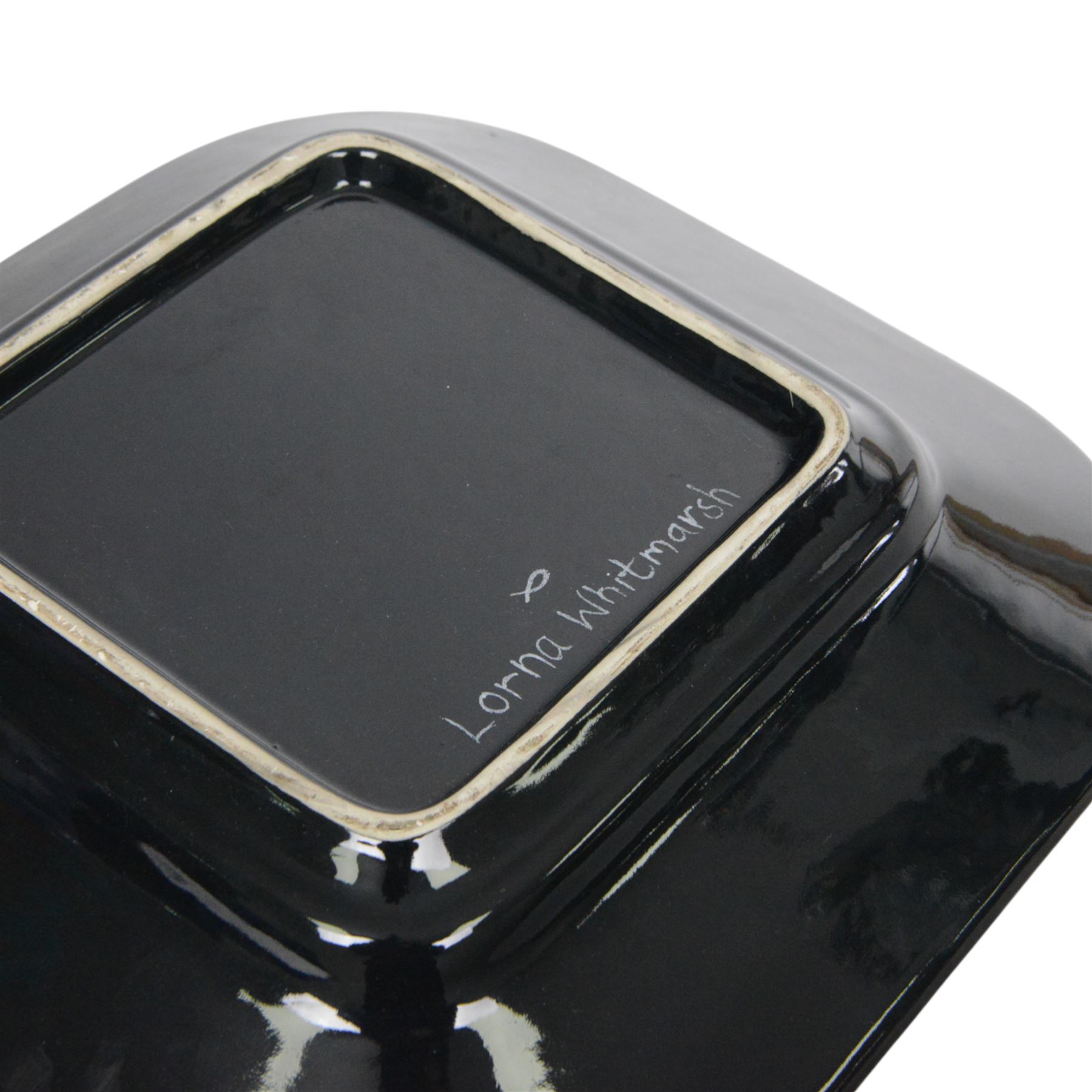 Poole Pottery charger, designed by Lorna Whitmarsh, decorated with autumn leaves, D35cm 