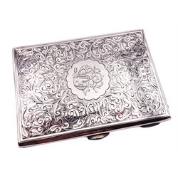 Late Victorian silver card case, engraved with monogram to central scalloped panel within a stylised scroll surround, hallmarked Birmingham 1897, makers mark C.C, H10cm, approximate gross weight 3.18 ozt (99.2 grams)