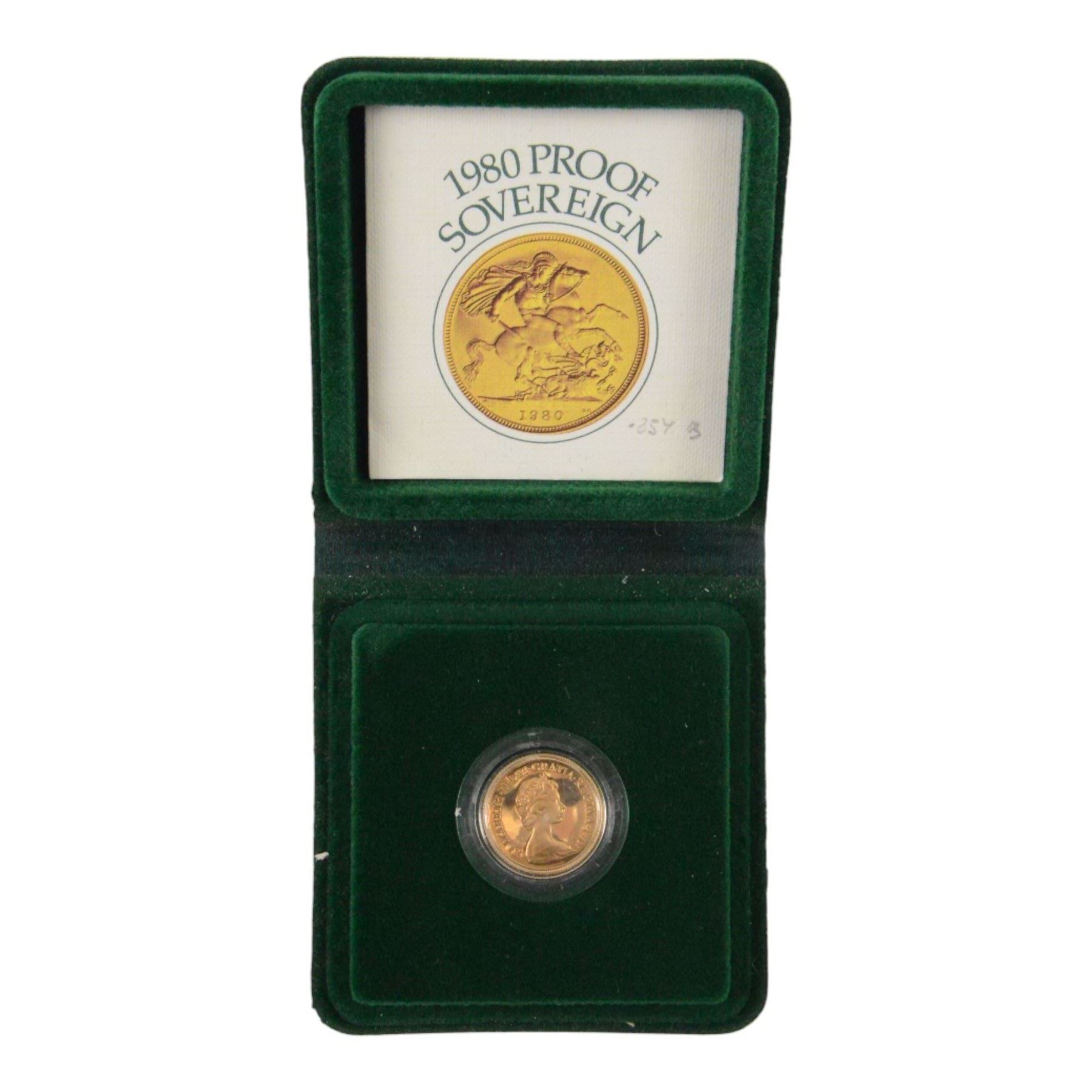 Queen Elizabeth II 1980 gold proof full sovereign coin, cased with certificate