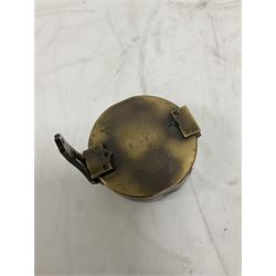 Brass military compass marked Brinton Compass, Thos Evans and Son London, L9cm
