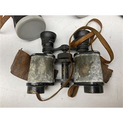 Brass telescope, together with Zenith 7 x 50 field binoculars, two polaroid cameras and other cameras and equipment 