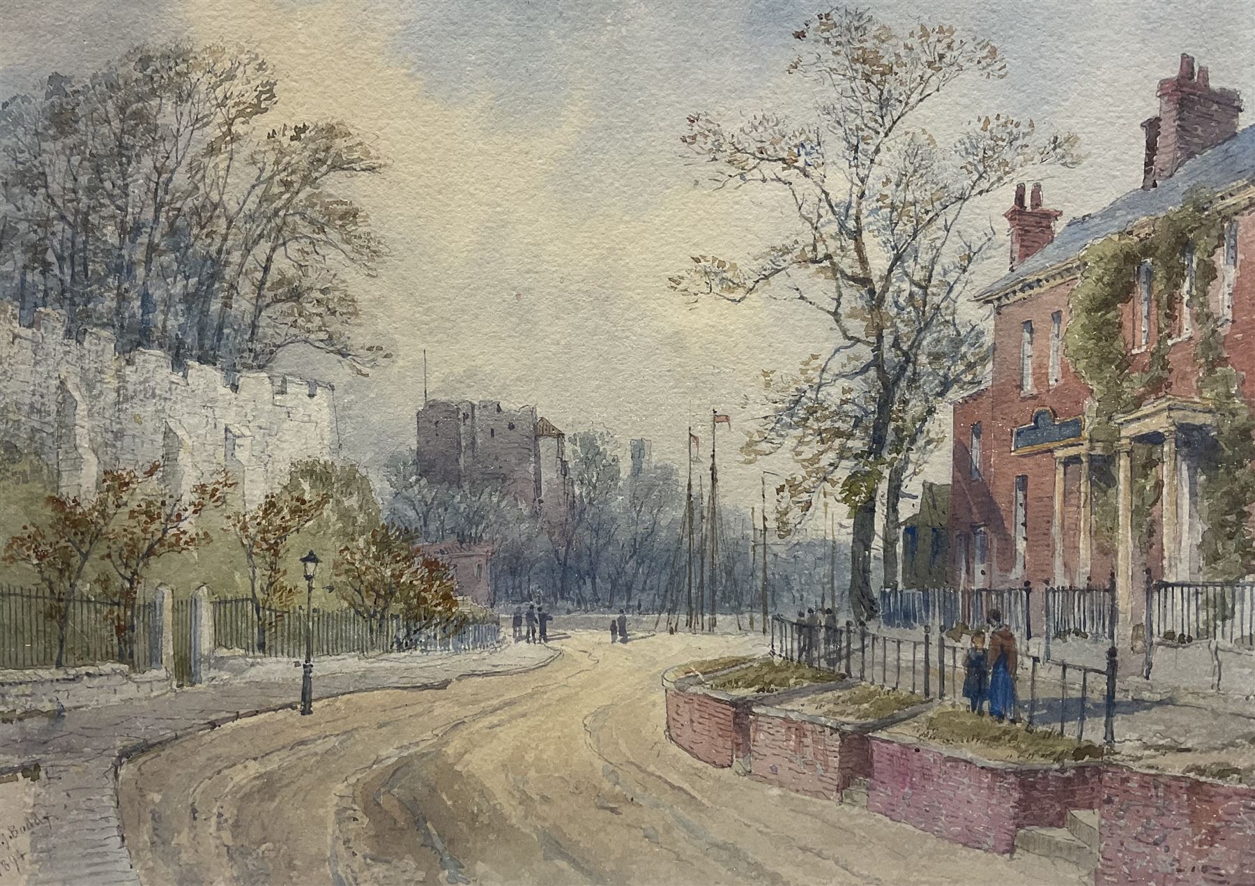 William James Boddy (British 1831-1911): York City Walls - From Bishopgate Street, watercolour signed and dated 1894, 21cm x 30cm 