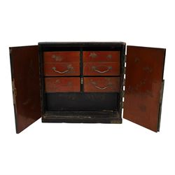 Two Japanese gilded and lacquered table-top jewel cabinets, tallest H26cm