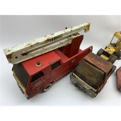 Five Tonka metal vehicles - Simon Snorkel mobile crane, Fork Lift truck, Low Loader, Refuse Wagon and Mobile Crane (5)