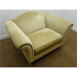  Laura Ashley Gloucester snuggler armchair, upholstered in Villandry Champagne farbic, W136cm (twelve months old)  