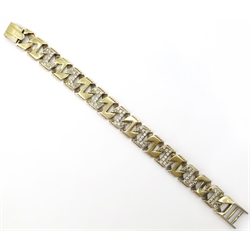  9ct gold chain link stone set dress bracelet hallmarked 69gm gross  