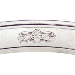 Rolex Oyster Perpetual Air-King Date gentleman's stainless steel automatic wristwatch, Ref. 5700N, serial No. R235206, blue dial with baton hour markers and date aperture, on stainless steel Oyster bracelet, with fold-over clasp