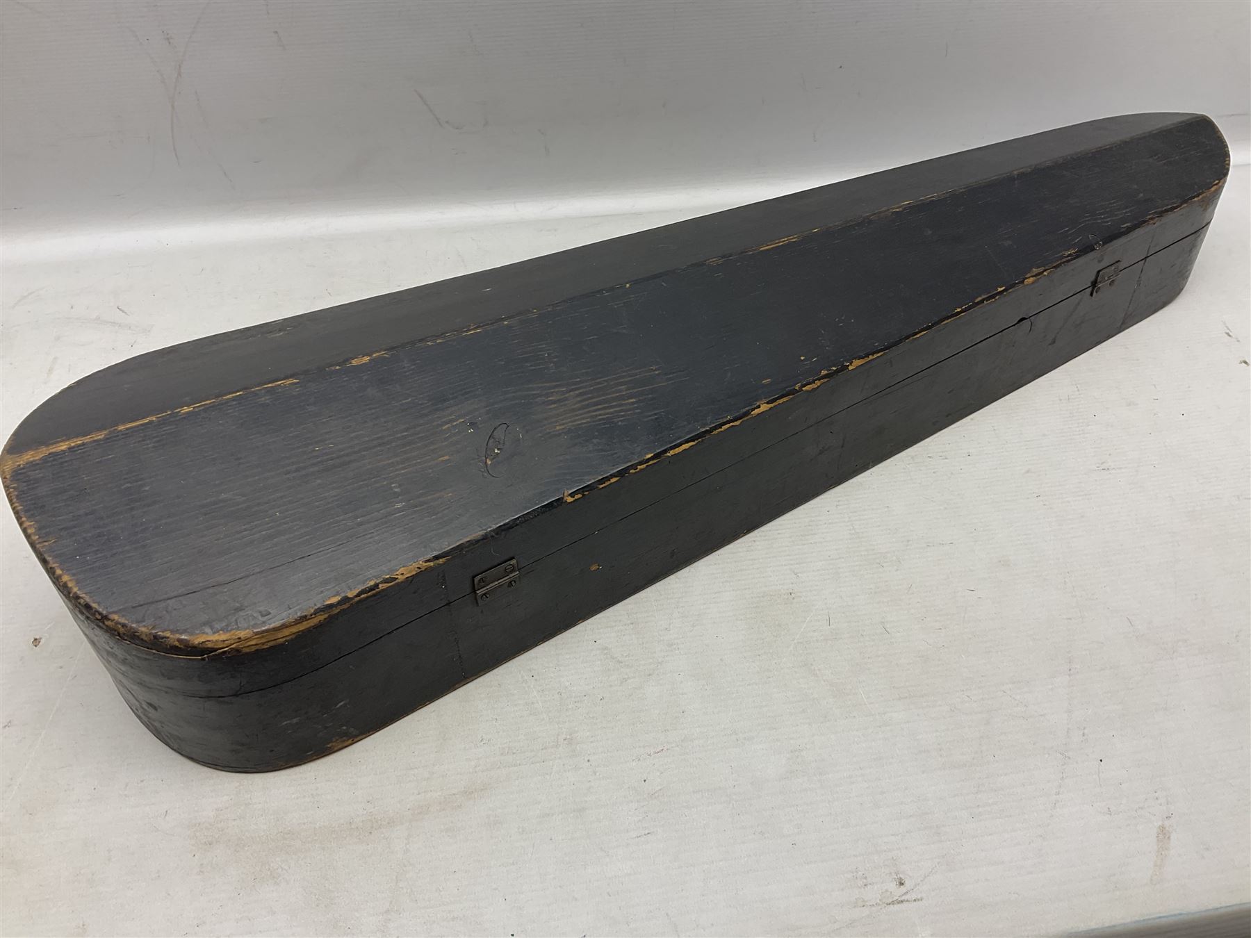 Late 19th century French three-quarter size 'Conservatory' violin with 34cm two-piece maple back and ribs and spruce top, the peg box inscribed 'Conservatory Violin Straduari', bears label 'Antonius Stradiuarius Cremonensis Faciebat Anno 1721' L55.5cm overall; in ebonised wooden 'coffin' case