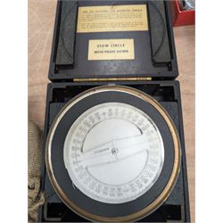 Azimuth Circle no. 1152, Sestrel Mark IIIA compass in wooden case and a field telephone