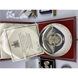 Scots Guards - hallmarked silver QE11 limited edition Jubilee Crown Dish D10cm London 1977, cased with paperwork to Captain H. Ellett-Brown; cased pair of cuff links; seventeen rank pips and thirteen buttons; three waistcoat buttons etc