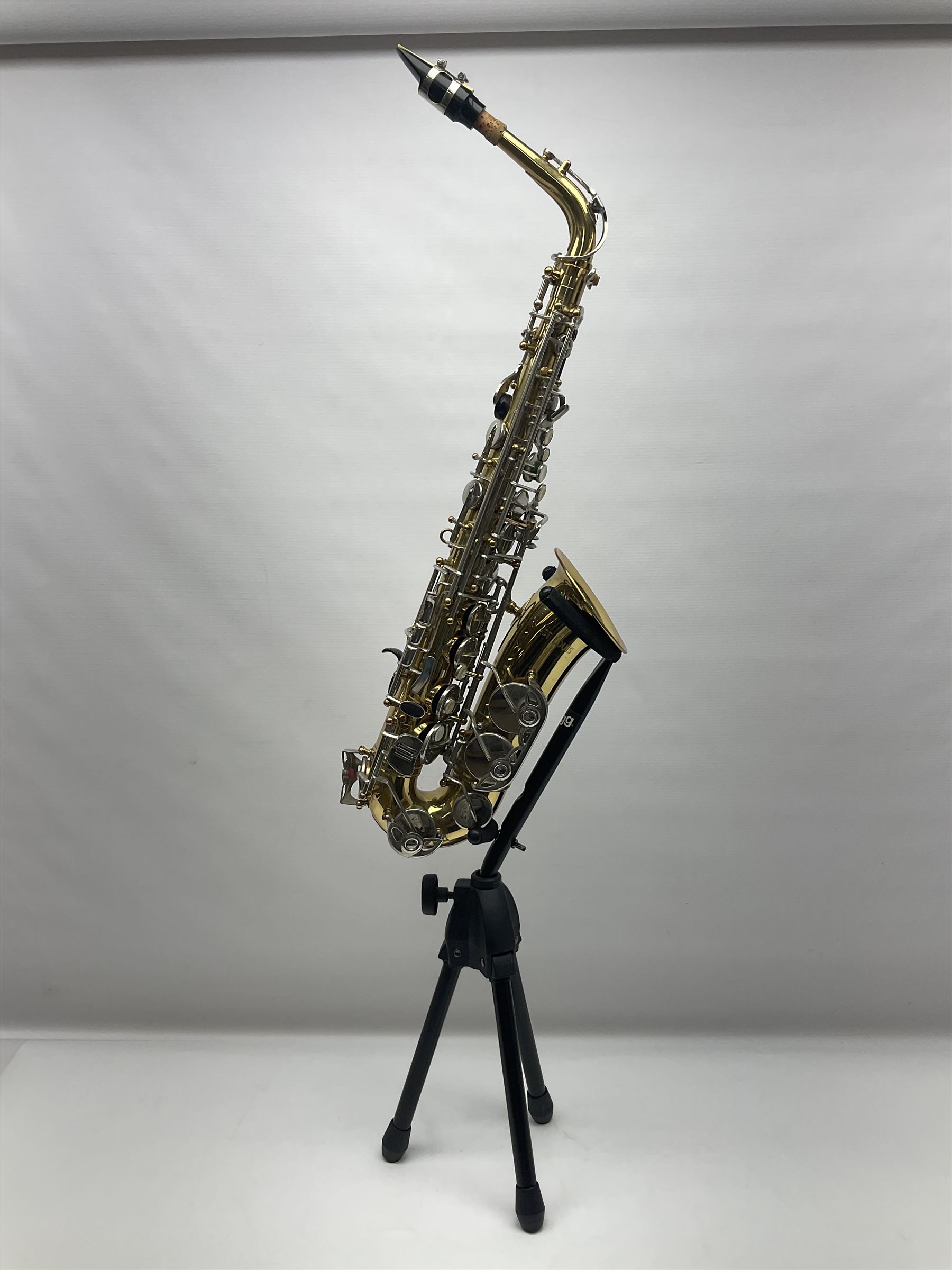 St Louis Alto saxophone, serial no.82437 in John Packer JP Blues 141 carrying case; with two-piece saxophone stand