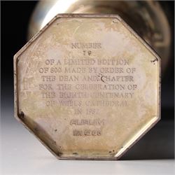 Elizabeth II silver and parcel gilt Wells Cathedral goblet by Hector Mills for Aurum , limited edition commemorating the eighth centenary in 1982, 79/800 with pierced figural stem H17cm