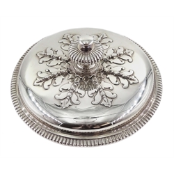 Edwardian Britannia silver twin handled lidded cup, in the late 17th Century style, with applied stylised acanthus leaf decoration by George Fox, London 1903, approx 79.5oz, height 24cm
