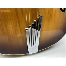 1958 Hofner Senator acoustic guitar with two-tone finish and Hofner label bearing serial no.5315, L104cm overall; in soft carrying case.