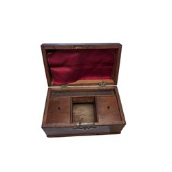19th century mahogany tea caddy, H14cm
