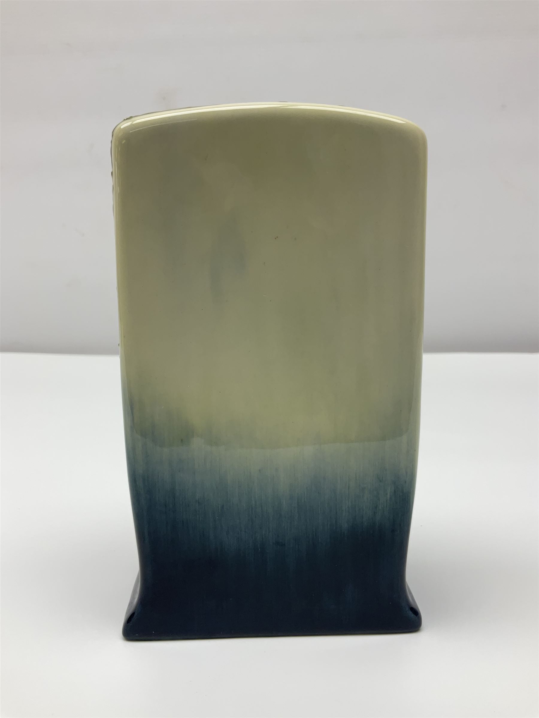 Moorcroft mantel clock, decorated in Bulrush and Water Lily pattern, with impressed and printed marks beneath, H15.5cm