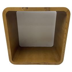 1950s oak stand or side table, cube form with rounded corners 