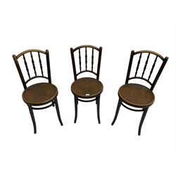 Kohn Ltd. - set three early 20th century bent wood chairs