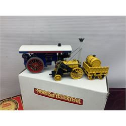 Matchbox - approximately sixty Models of Yesteryear to include special edition 1820 Passenger Coach and Horses, limited editions 1894 Aveling-Porter Steam Roller, 1829 Stephensons Rocket and 1905 Fowler Showman’s Engine; older models from the 1970s such as Y-1 1911 Model ‘T’ Ford, and a large quantity of modern models with reference materials in folder; mostly boxed 