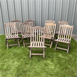 Britannic Teak solid hardwood folding chairs (9) - THIS LOT IS TO BE COLLECTED BY APPOINTMENT FROM DUGGLEBY STORAGE, GREAT HILL, EASTFIELD, SCARBOROUGH, YO11 3TX
