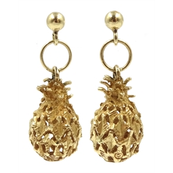 Pair of 14ct gold pineapple pendant earrings