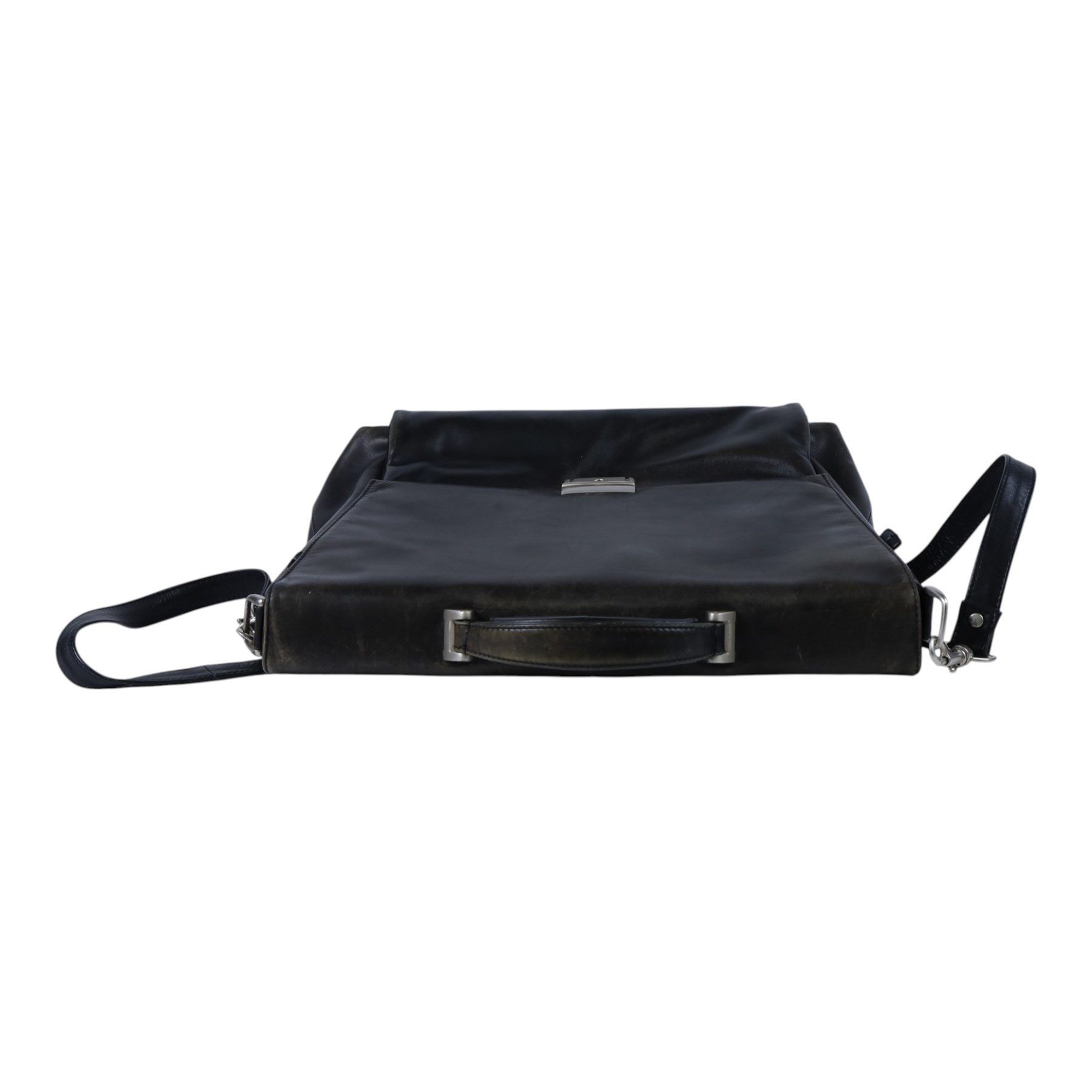 Black soft leather fitted brief case with shoulder strap W40cm, H30cm