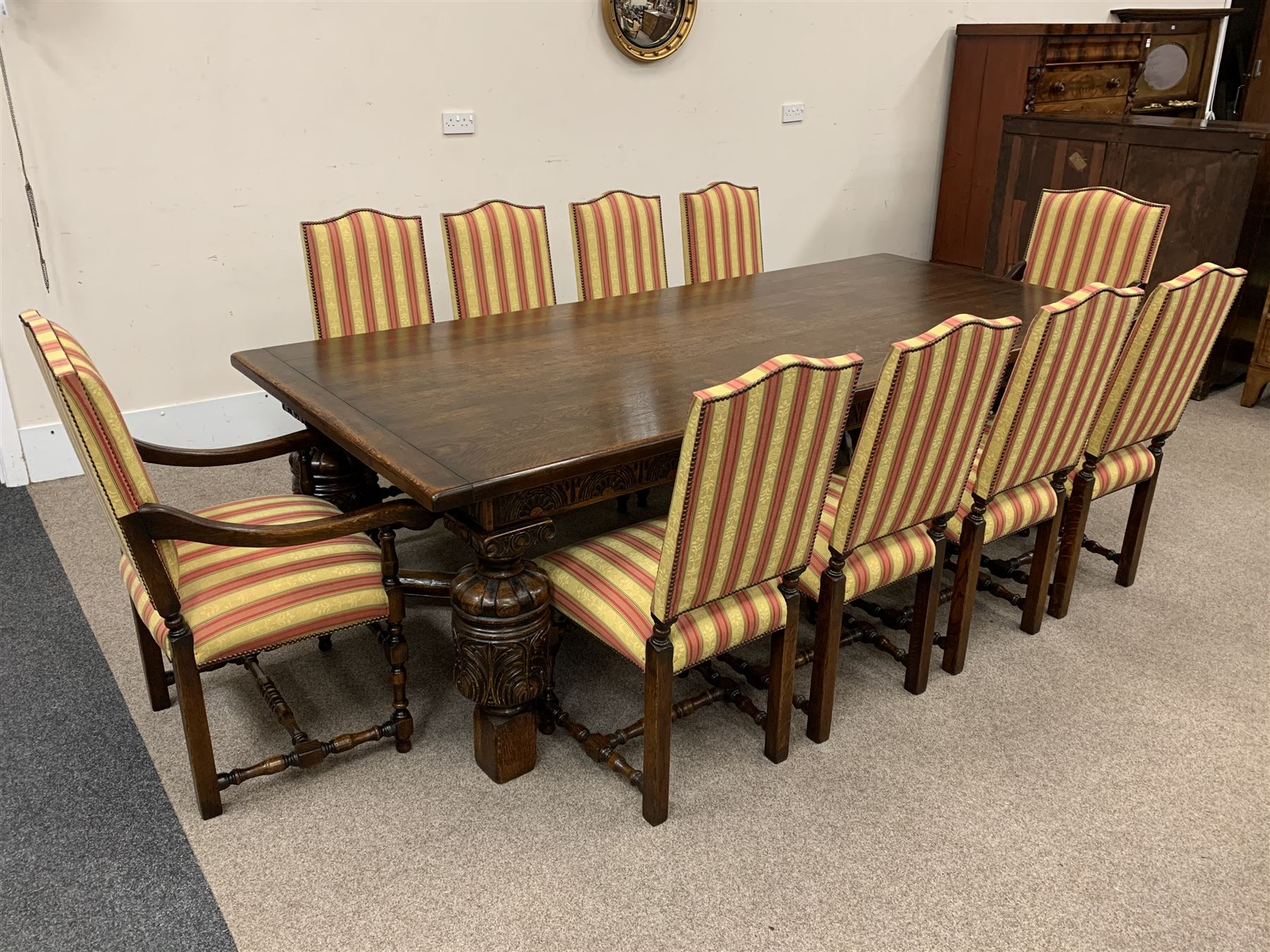 Royal Oak Furniture Co Jacobean style oak dining table, rectangular