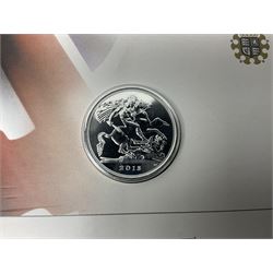 Queen Elizabeth II 2017 one ounce fine silver Britannia coin, The Royal Mint 2013 fine silver twenty pound coin on card, King George VI 1945 halfcrown and King George V 1916 halfcrown