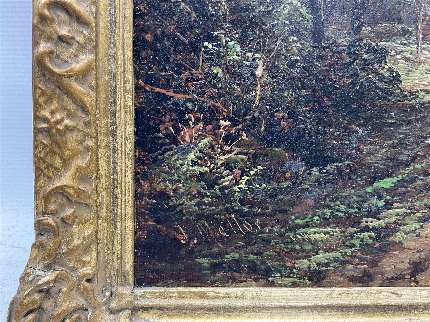 Joseph Mellor (British 1850-1885): 'Path through the Wood - Horsforth', oil on canvas signed, titled verso 44cm x 34.5cm 