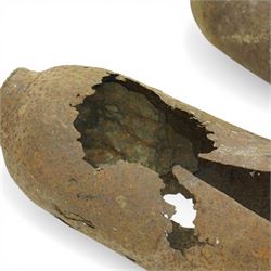 Two WWI exploded shells, L72cm 