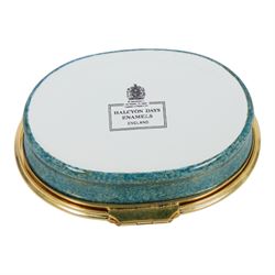 Halcyon Days bespoke commissioned enamel pill box, painted with the Humber Bridge, H3cm