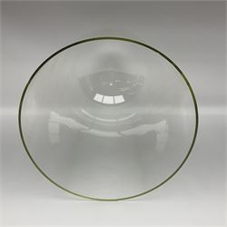 Tabletop glass display cabinet, with hinged door, together with two glass domes