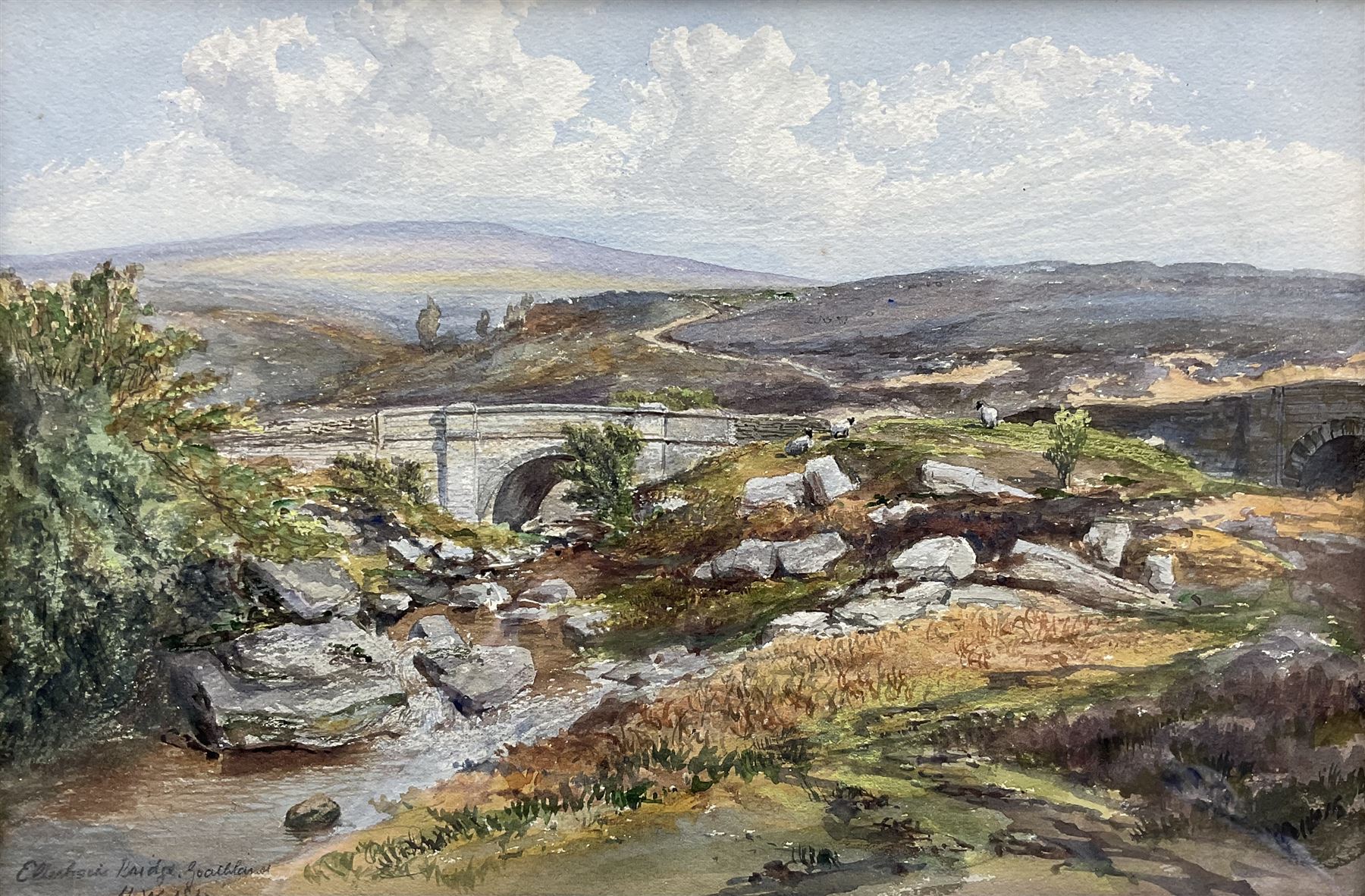 Mary Weatherill (British 1834-1913): 'Eller Beck Bridge near Goathland', watercolour signed in pencil with initials titled and dated 1862, 23cm x 34cm