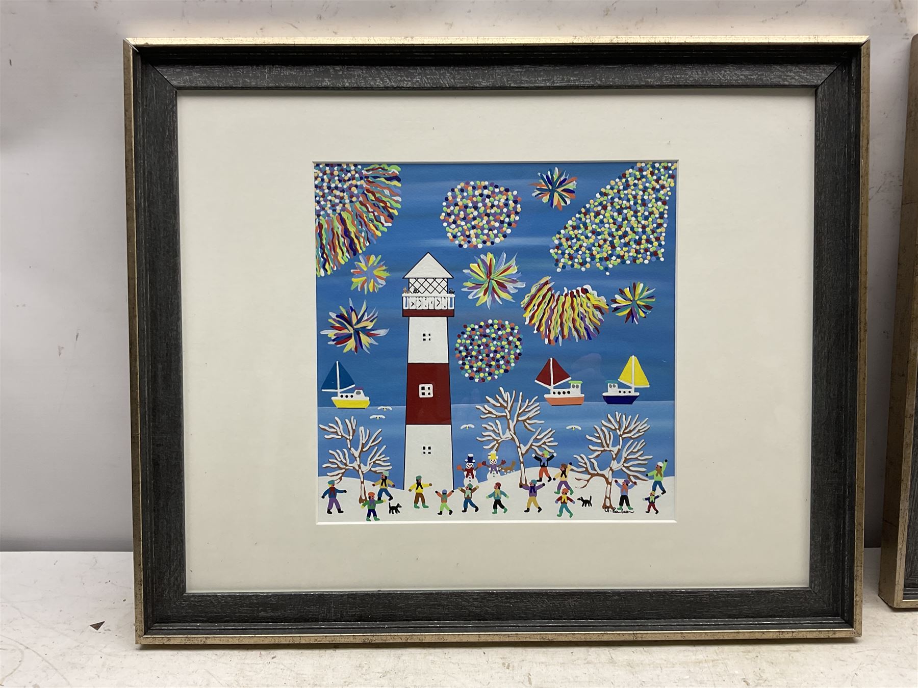 Gordon Barker (British 1960-): A Snowy Day on the Beach, acrylic signed 28cm x 28cm