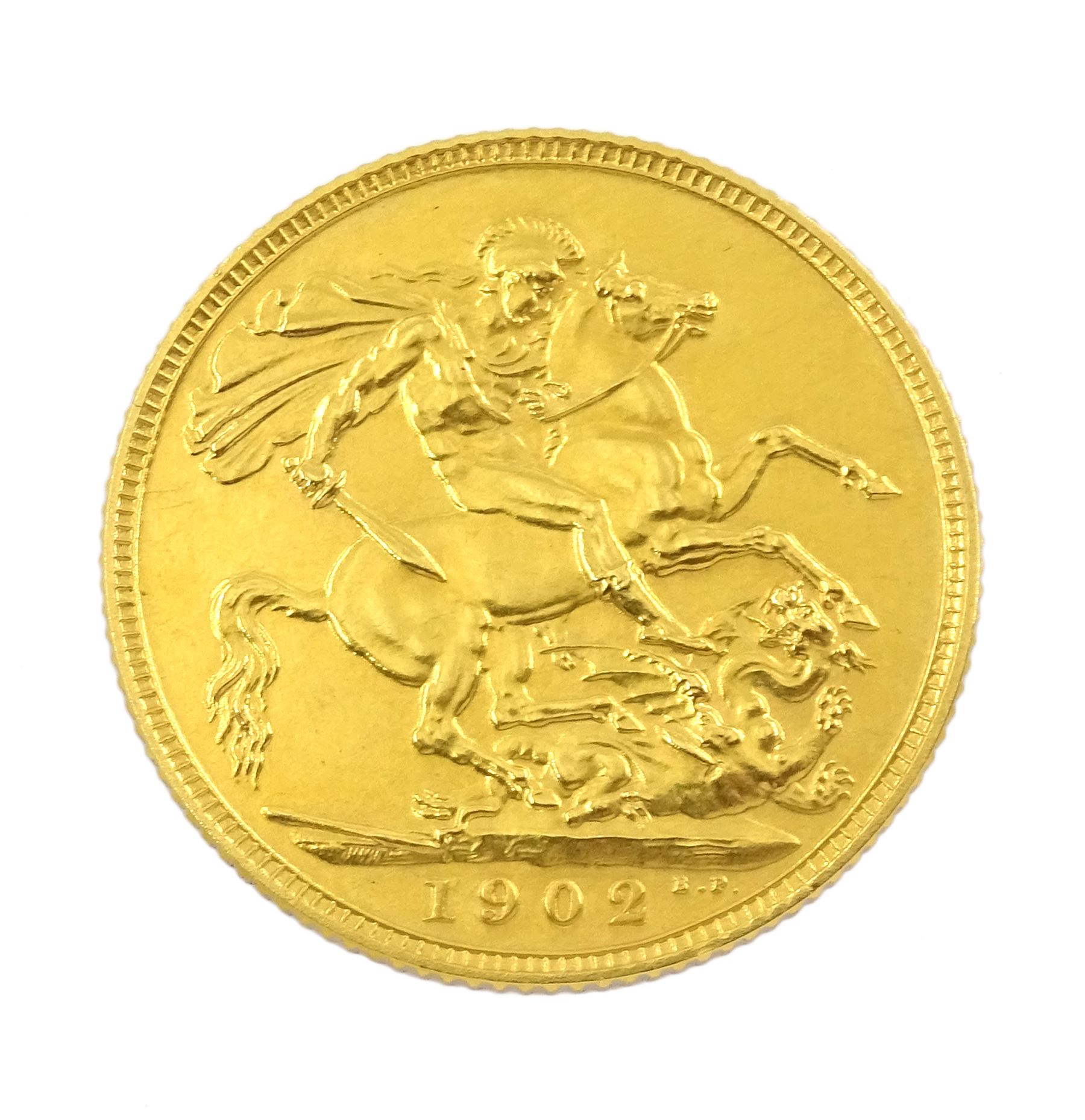King Edward VII 1902 matt proof long coin set, comprising gold half sovereign, sovereign, two pounds and five pounds, silver maundy money set, sixpence, shilling, florin, halfcrown and crown, housed in the official dated case of issue