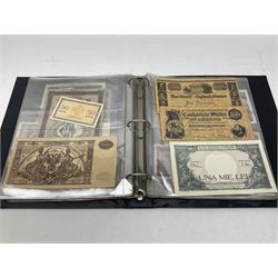 World banknotes, including Queen Elizabeth II The States of Jersey one pound 'DB202703', five pounds 'BB527762' and ten pounds 'AB651481', reserve bank of New Zealand two dollars '1L3 741894', King George V Straits Settlements one dollar 1st January 1935 'F/83 28924', various Bank of England notes etc, housed in two ring binder albums