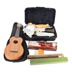 Tanglewood Union Series Ukelele, SMS Academy clarinet and Dolmetsch recorder and a Dulcet ...