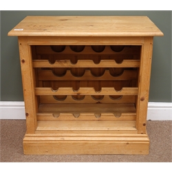  Solid pine twelve bottle wine rack, plinth base, W69cm, H66cm, D39cm  